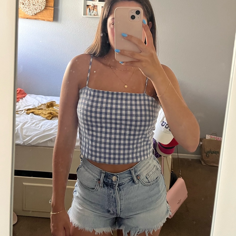 Brandy Melville blue gingham top
